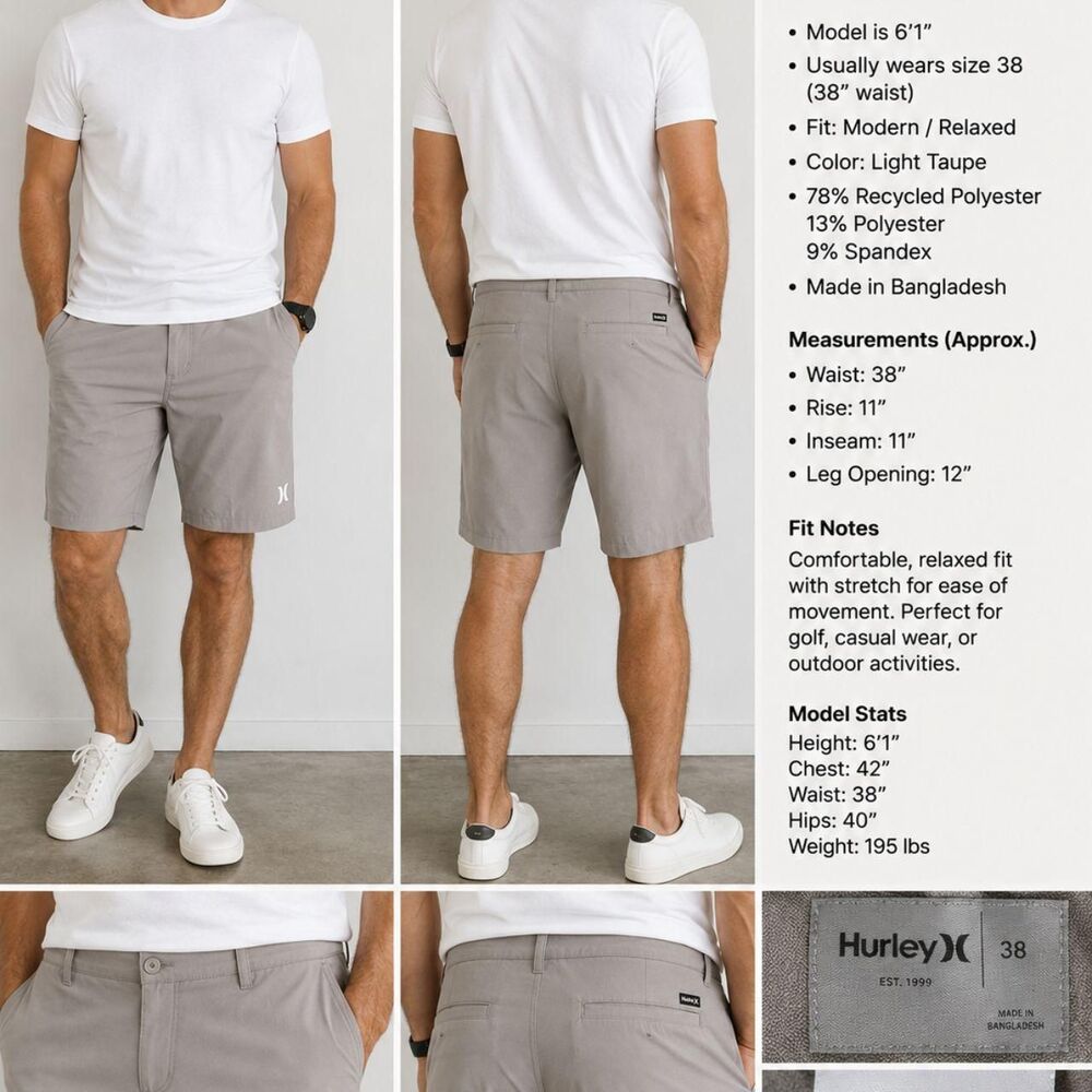 Hurley Men's Cream and Grey Shorts